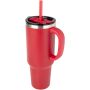 Sydney dubbelväggig RCS-certifierad vakuumisolerad kopparmugg med sugrör, 1 200 ml Röd