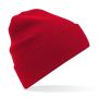 Original stickad mössa med uppvikt kant i ekologisk bomull Classic Red
