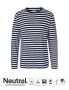 Herr T-shirt med långa ärmar Vit / Marinblå Stripe