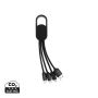 4-i-1 kabel med karbinclip Svart