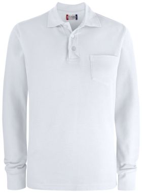 Basic Polo Pocket L/S vit