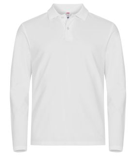Stretch Premium Polo L/S Vit