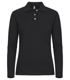 Stretch Premium Polo L/S Women Svart