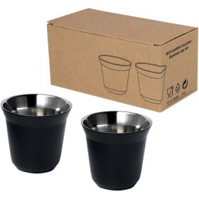 Duo uppsättning RCS-certifierade espressokoppar i rostfritt stål, 80 ml  Svart