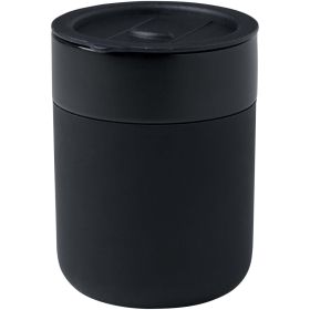 Java keramisk termos med silikonfolie och plastlock, 330 ml Svart