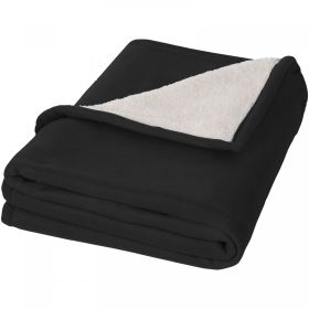 Springwood mjuk rutig filt i polarfleece och sherpafleece Svart