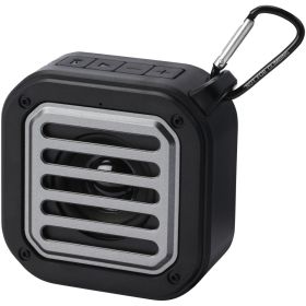 Solo soldriven Bluetooth®-högtalare med karbinhake på 3 W av IPX5 RCS-återvunnen plast  Svart