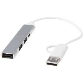 Alkaid 4-portars USB-A- och Typ-C-hubb med dubbla ingångar av återvunnen aluminium Silver