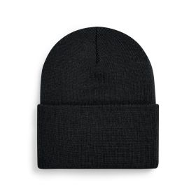 Original stickad mössa med djup uppvikt kant  Black