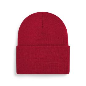 Original stickad mössa med djup uppvikt kant  Classic Red