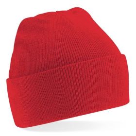 Original stickad mössa med uppvikt kant  Bright Red