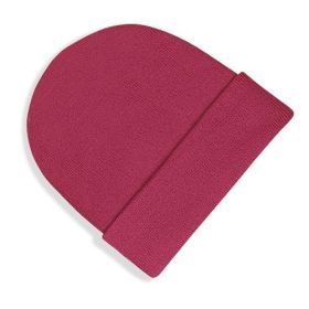 Original stickad mössa med uppvikt kant  Burgundy