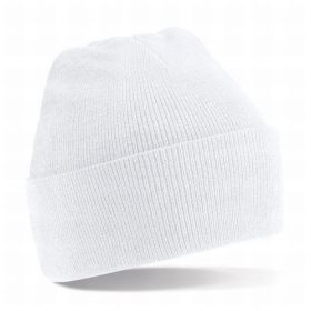 Original stickad mössa med uppvikt kant  White