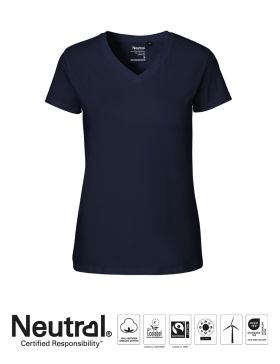 Dam T-shirt V-neck Marinblå