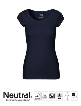 Dam T-shirt rund hals Marinblå