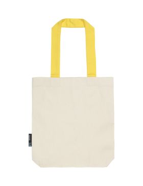 Twill bomullskasse med kontrast handtag Natur/Gul