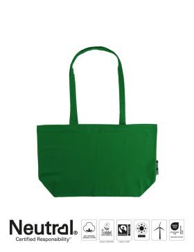Bomullskasse med långa handtag and bälg Klargrön