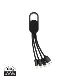 4-i-1 kabel med karbinclip Svart