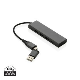 Terra hub med 3 USB portar i RCS återvunnen aluminium