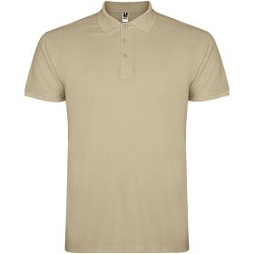 Star kortärmad pikétröja för herr Beige