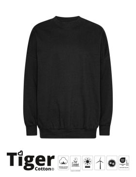 Tiger Cotton Oversized Sweatshirt Svart