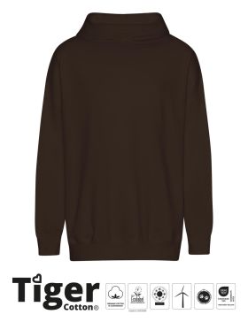 Tiger Cotton Oversized Hoodie Brun