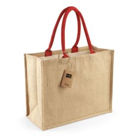 Klassisk shoppingväska i jute Natural/Bright Red