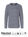 Herr T-shirt med långa ärmar Vit / Marinblå Stripe
