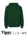 Unisex Tiger Cotton Hoodie w. Zip Mörkgrön