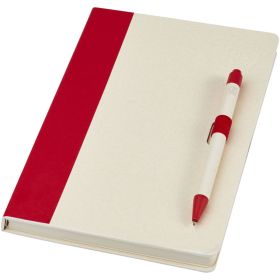 Dairy Dream set med anteckningsbok i A5-format och kulspetspenna gjorda av återvunna mjölkkartonger Röd
