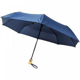 Bo 21" hopfällbart automatiskt paraply i återvunnen PET Marinblå
