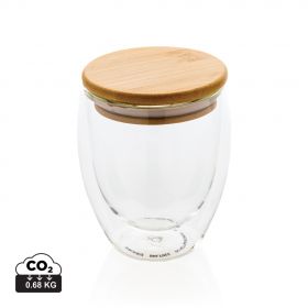Dubbelväggigt borosilikatglas med bambulock, 250ml