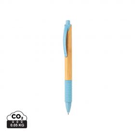 Bambu & vetestrå penna Blå