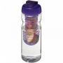 H2O Active® Base 650 ml sportflaska med uppfällbart lock och fruktkolv Transparent