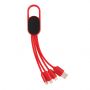 4-i-1 kabel med karbinclip röd
