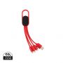 4-i-1 kabel med karbinclip Röd