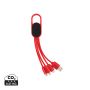 4-i-1 kabel med karbinclip Röd